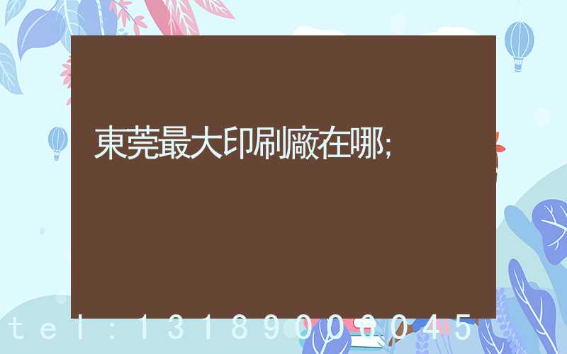 東莞最大印刷廠在哪